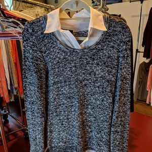 AB Studio Grey & Black Mock Layered Sweater